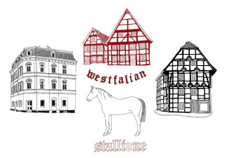 Edificio de arquitectura y caballo stallione