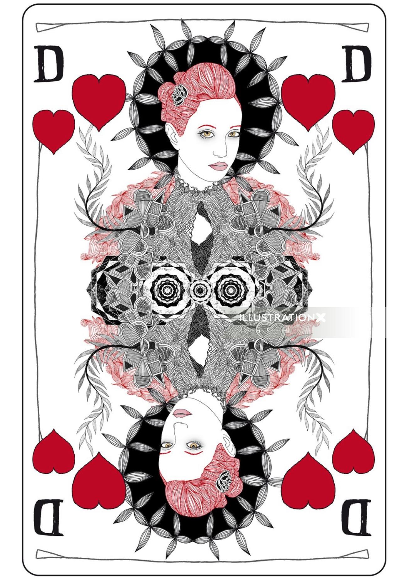 Beauté sur les coeurs de cartes à jouer