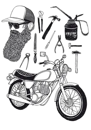 Line art of Bicycle accessories
