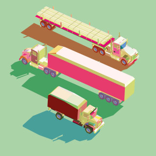 Ilustração vetorial de caminhões diferentes 