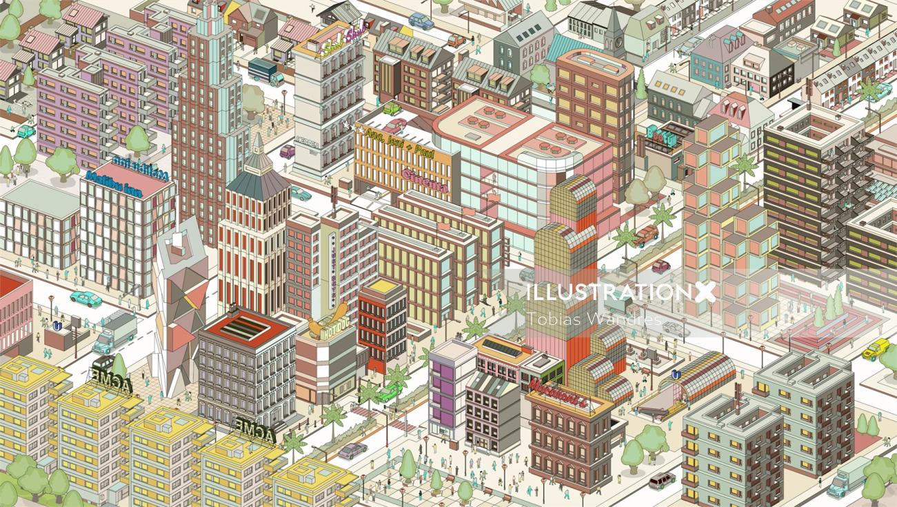 Infográfico ilustração de edifícios