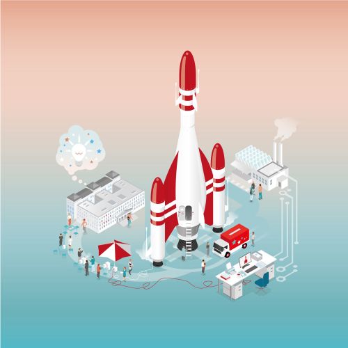 Graphic illustration of Satellite station 