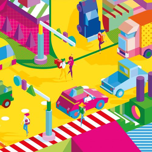 Vector art of colorful street  
