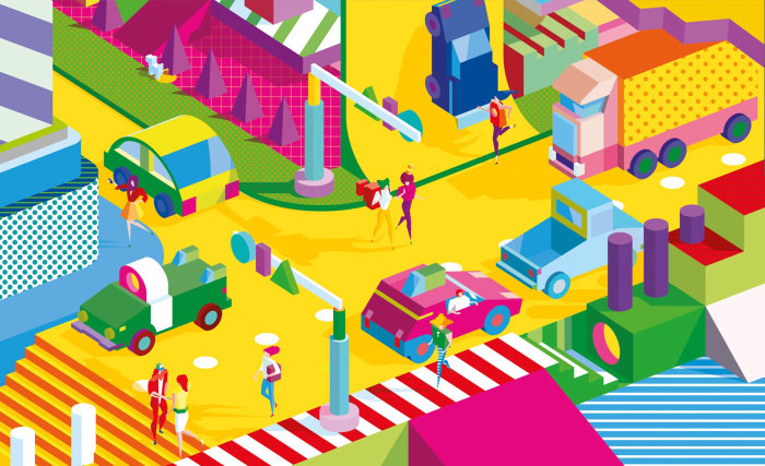 Vector art of colorful street  
