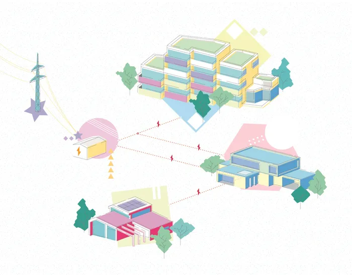 Infographic illustration of power station