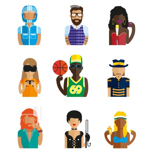 Colorful cartoon avatars of different professions and styles by Tobias Wandres