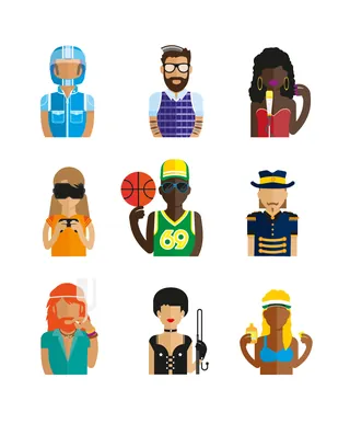 Colorful cartoon avatars of different professions and styles by Tobias Wandres