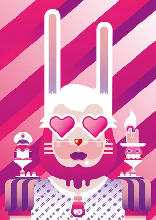 Digital art of a bunny with heart-shaped glasses by Tobias Wandres