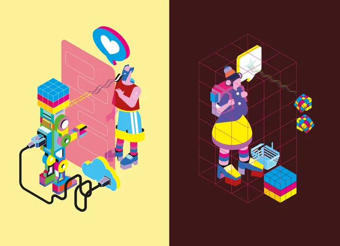 Illustration of digital interaction and virtual reality by Tobias Wandres
