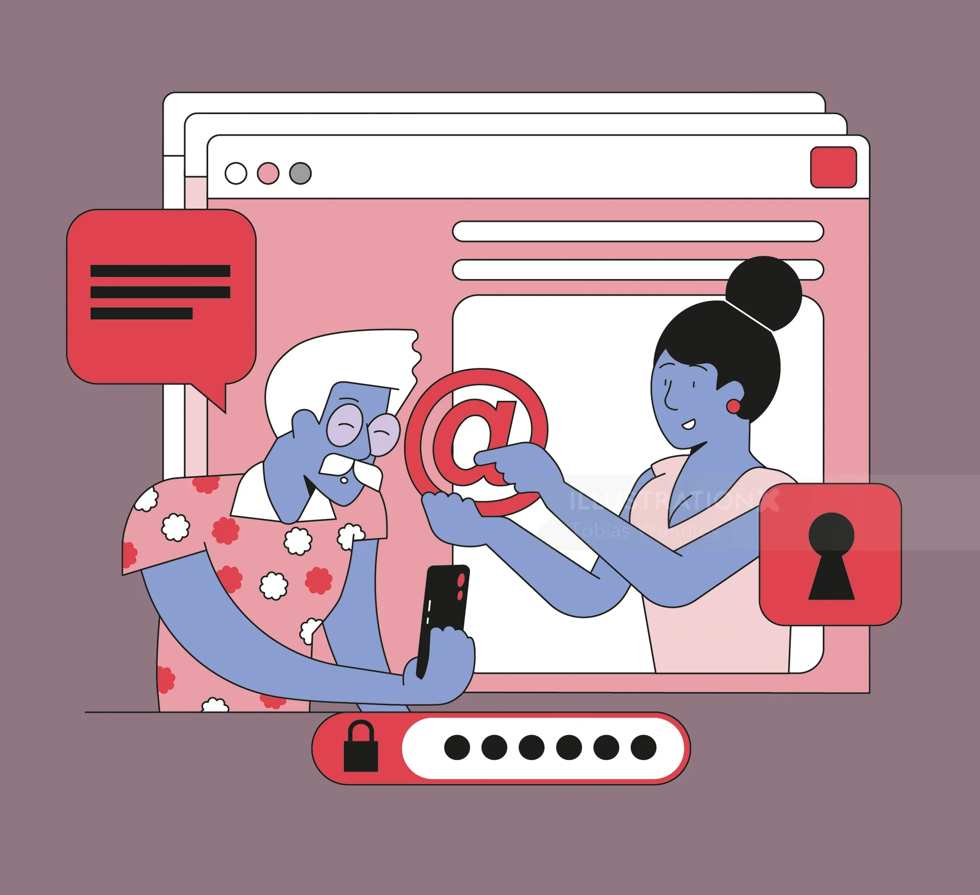 Digital security and email communication illustration by Tobias Wandres