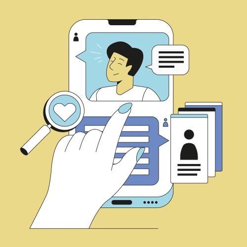 Hand interacting with digital profiles on smartphone by Tobias Wandres