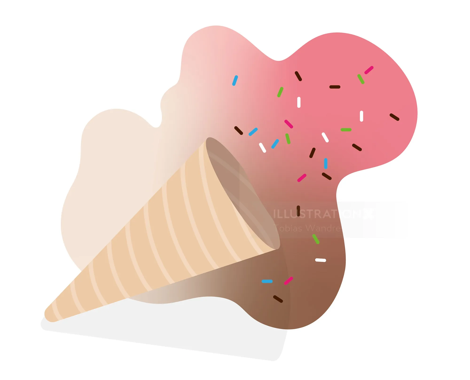 Abstract ice cream cone with colorful sprinkles by Tobias Wandres