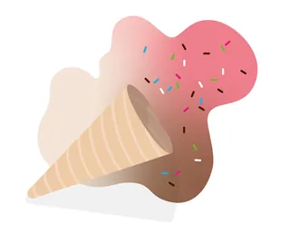 Abstract ice cream cone with colorful sprinkles by Tobias Wandres