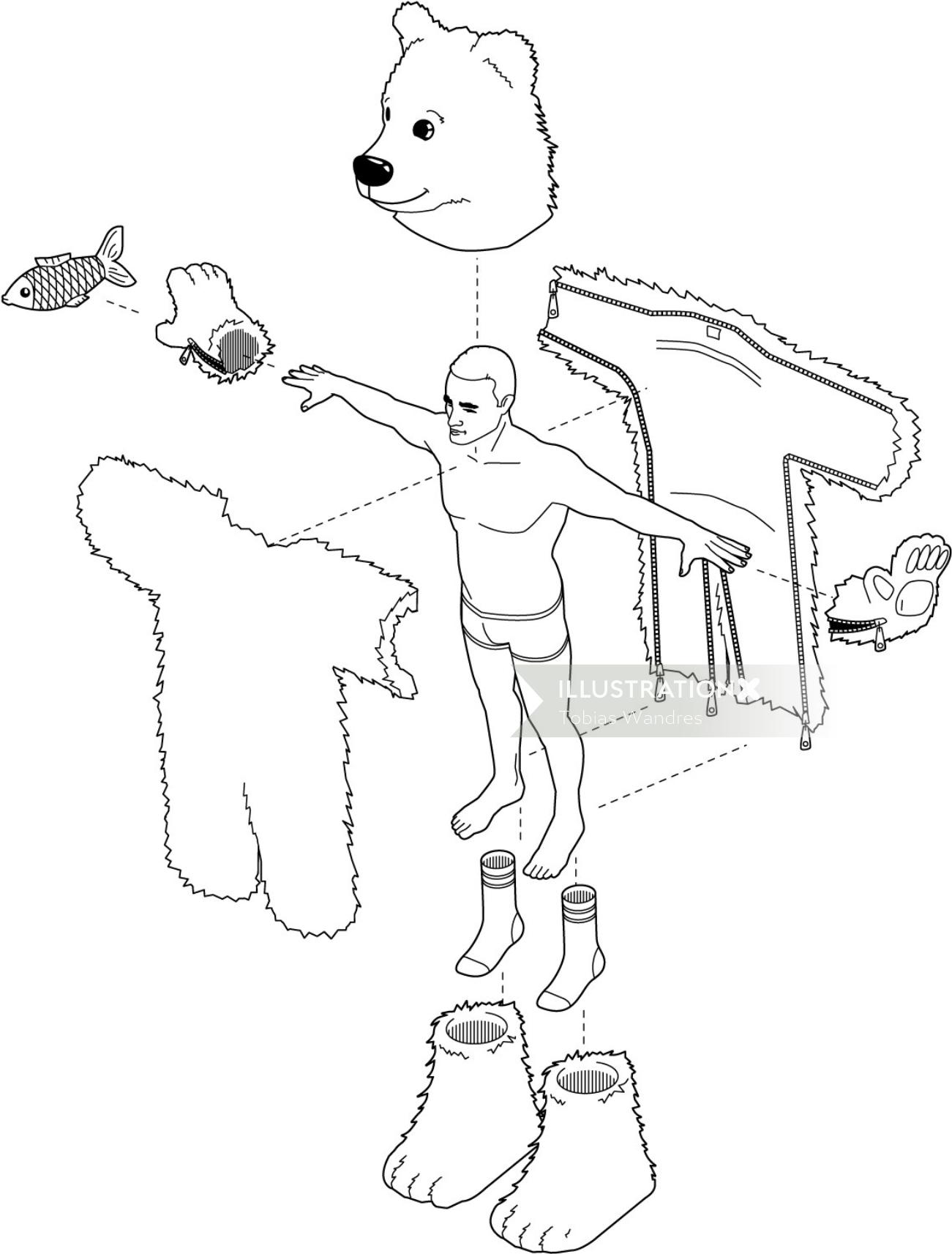 Uma ilustração de exercitar o homem