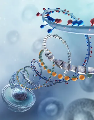 3D illustration of spiral molecular strands by Tobias Wüstefeld