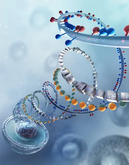 3D illustration of spiral molecular strands by Tobias Wüstefeld