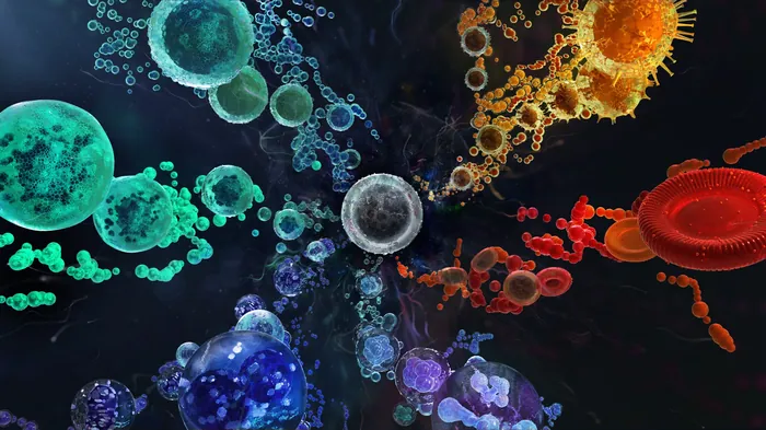 Colorful cellular and molecular structures in digital art by Tobias Wüstefeld