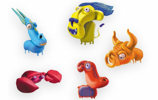 Diseño de personajes 3d de animales monstruosos.