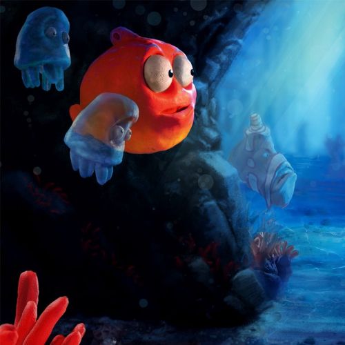 Underwater animals cartoon illustration