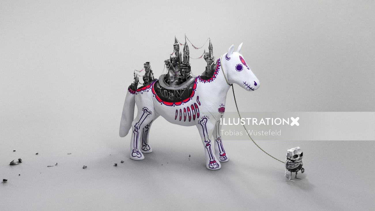 Illustration animale de jouet cheval