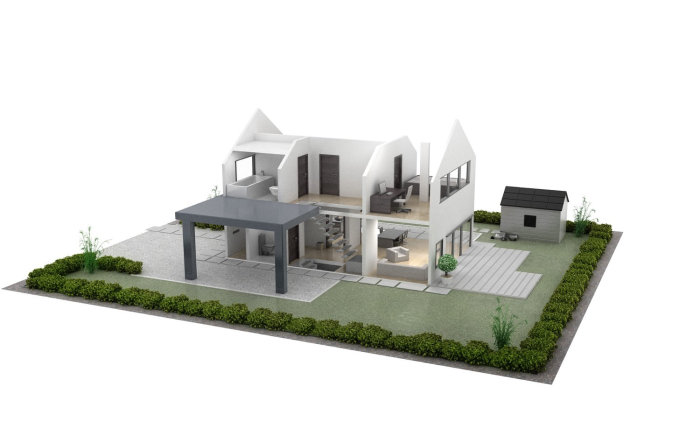 Architecture illustration of scale model house 