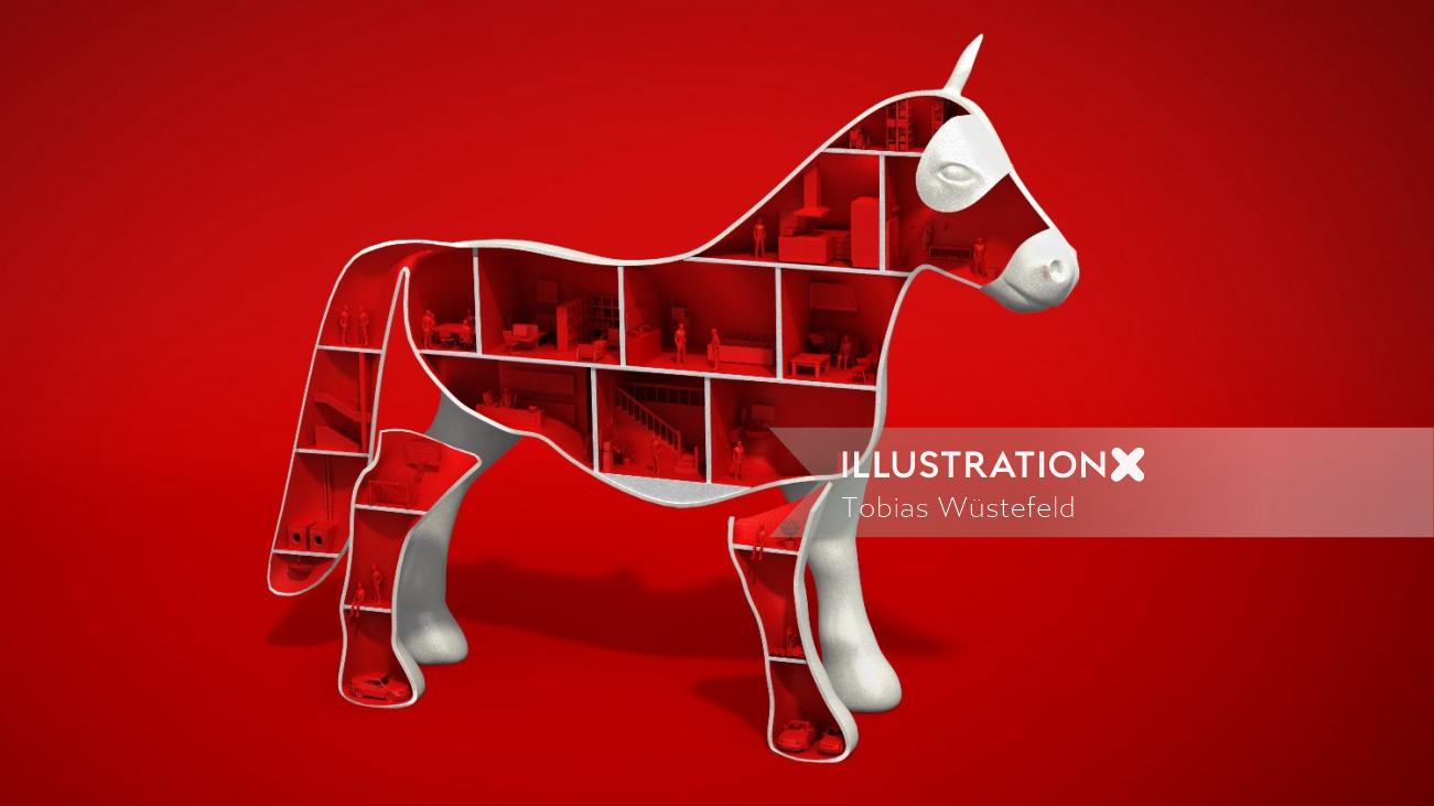 Illustration 3D de cheval jouet