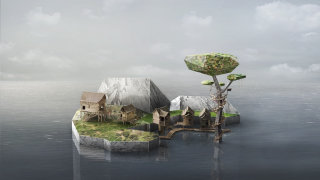 Ilustração Cgi da casa da ilha