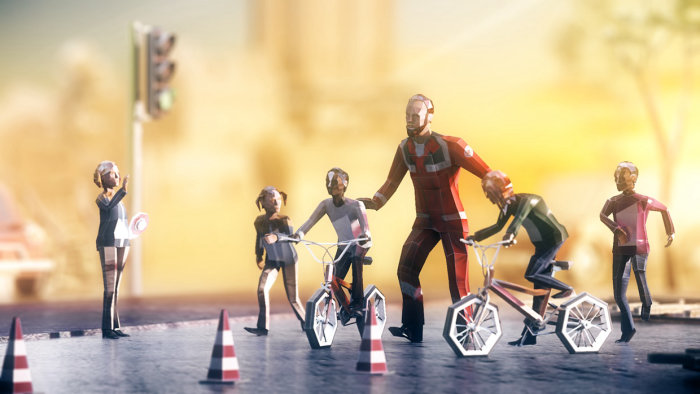 Helfende手项目的骑自行车的3d插图