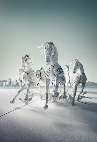 Arte em papel de cavalos de corrida 