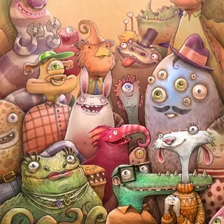 Cartoon design of monster crowd