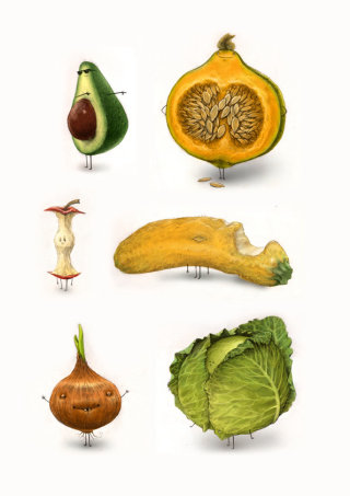 Frutas Podridas Ilustradas como Ser Humano
