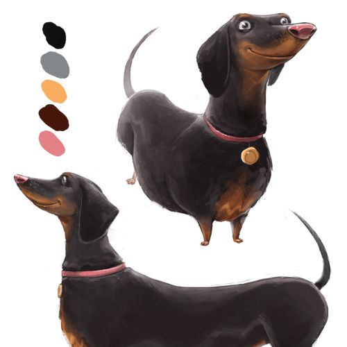 Character Illustration Of Dachshunds