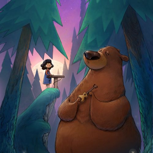 Little Girl and The Bear Playing Music