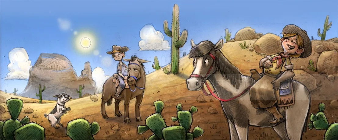 Vaquero de niños a caballo
