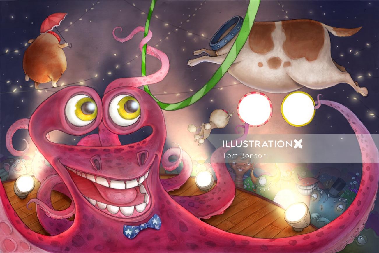 Cartoon & Humor smiling octopus
