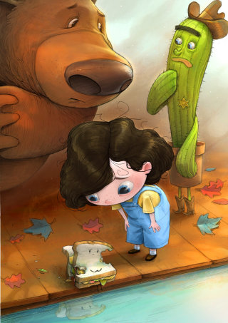 Illustration d&#39;enfants d&#39;ours et de fille
