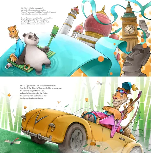 Buchcover: Panda und Gebäude
...
