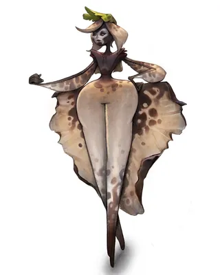 Stylized female figure in flowing patterned dress by Tom Bonson