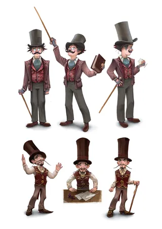 Victorian gentleman character poses with top hat and cane by Tom Bonson
