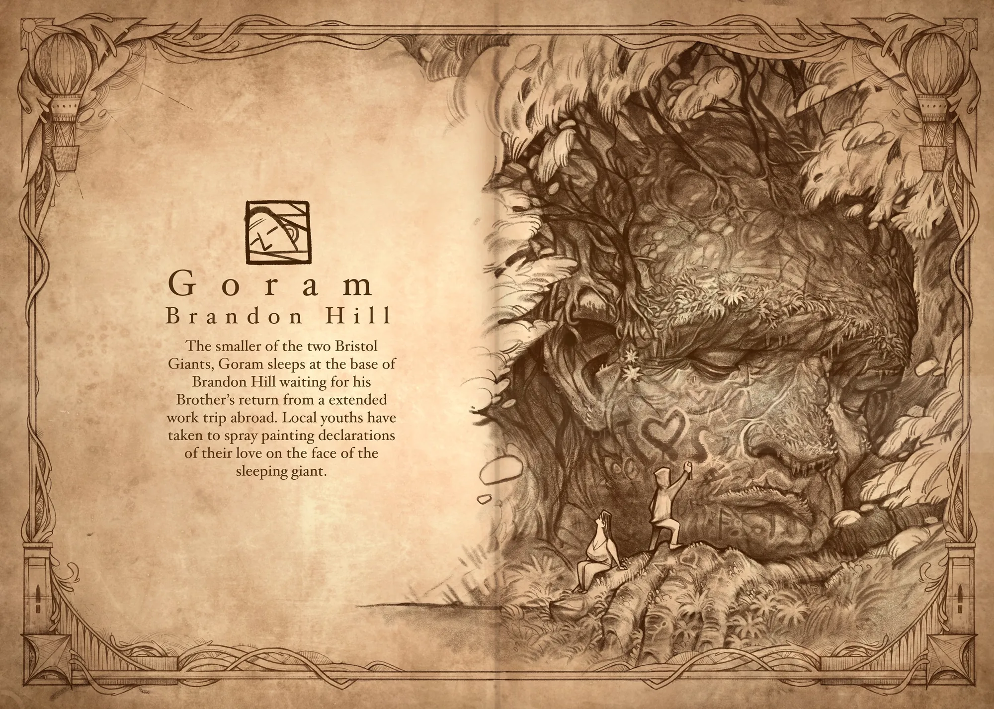 Figura de Goram escondida entre los árboles en Brandom Hill por Tom Bonson
