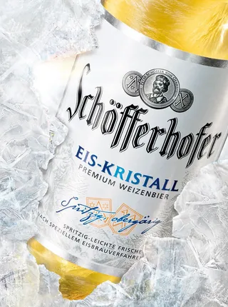 Schöfferhofer Eis-Kristall beer can in ice by Tom Krieger