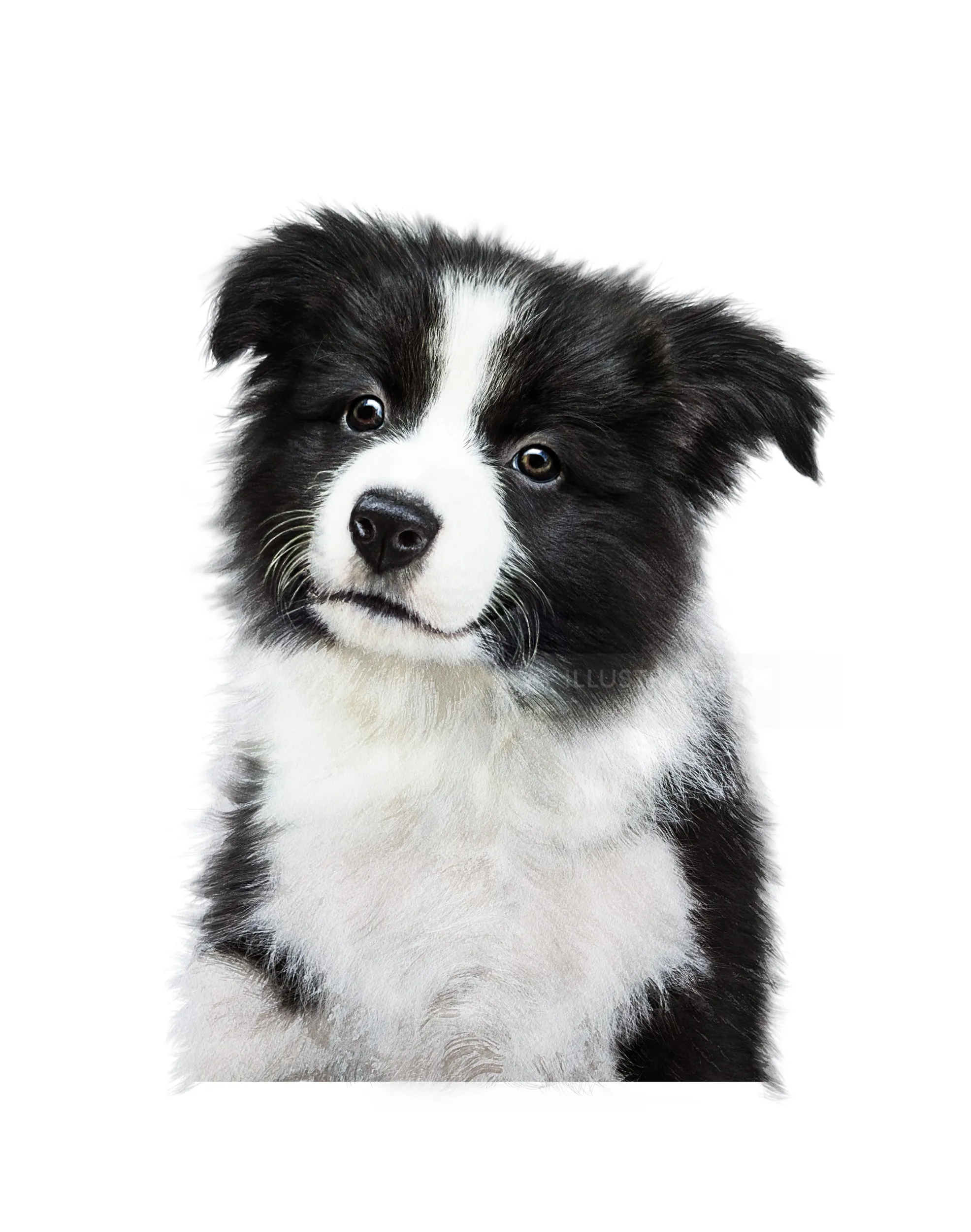 Black and white Border Collie puppy portrait by Tom Ungemach