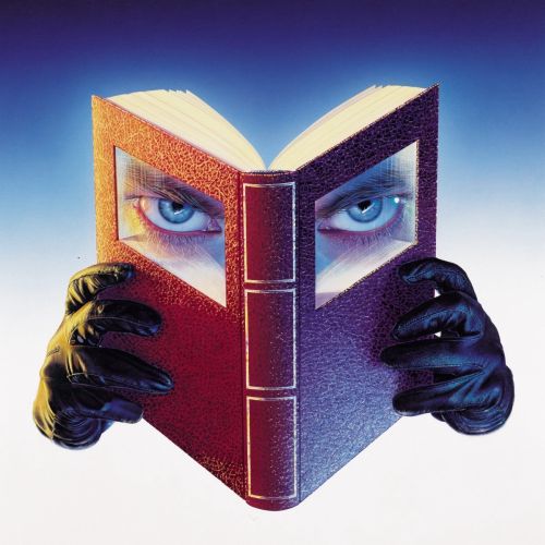 Surreal artwork of a book with human eyes visible, by Tom Ungemach
