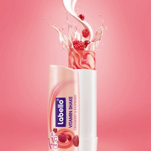 Labello Vitamin Shake lip balm with raspberry splash, artwork by Tom Ungemach