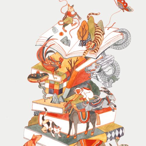Illustration of the twelve zodiac animals by Toma Nguyen
