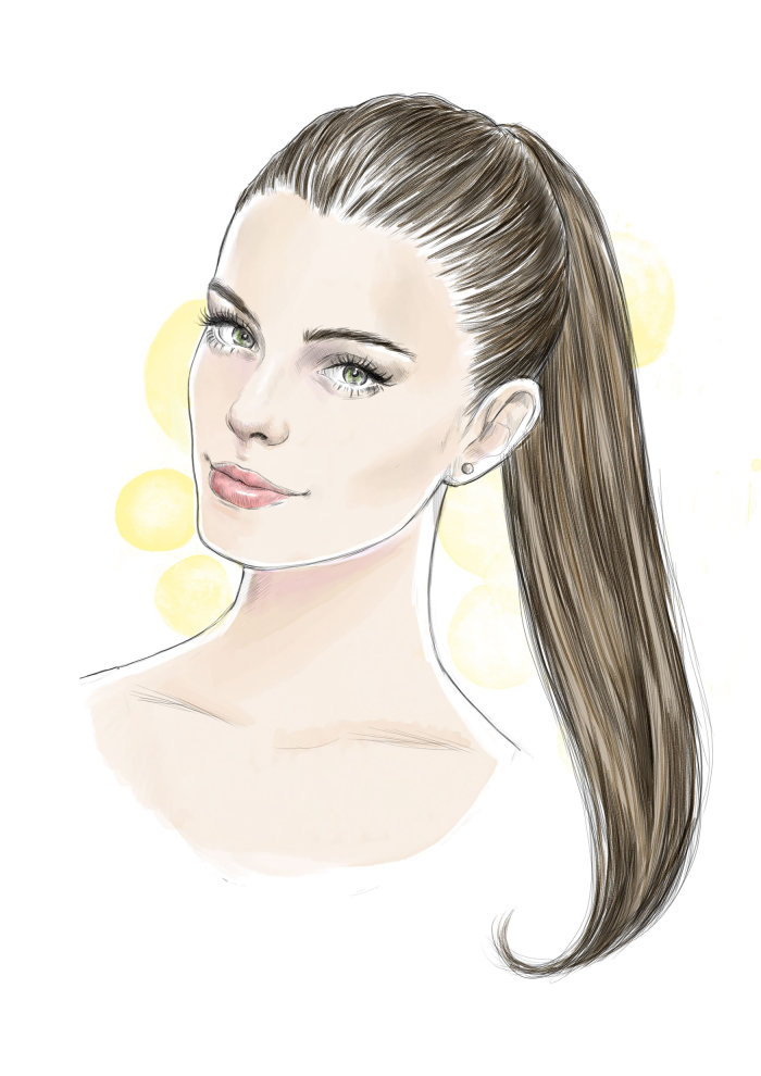 fashion portrait of beautiful woman with the ponytail 