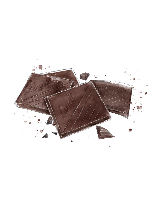 Illustration of Lindt Excellence chocolate pieces 