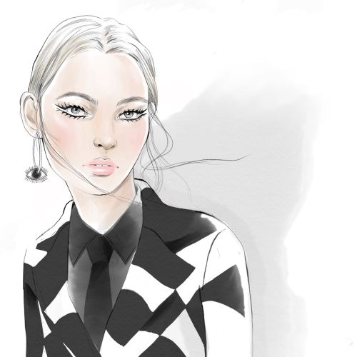Drawing of Dior Couture 18 collection