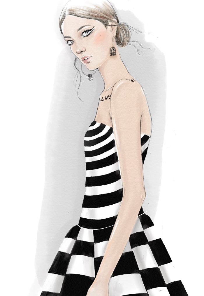 Drawing of Dior Couture 18 collection
