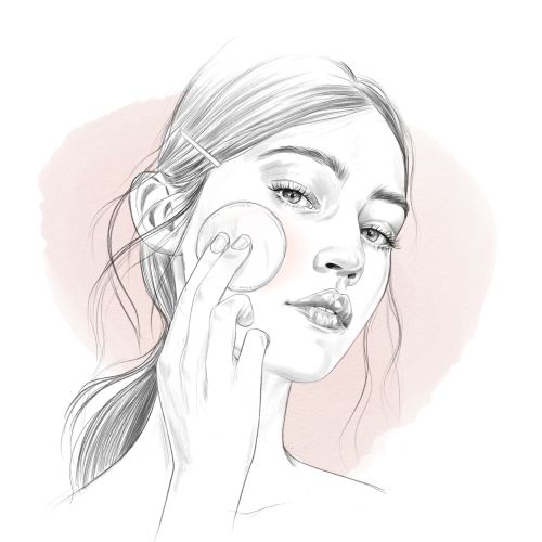 Depicting of girl applying beauty product